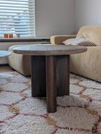 Salontafel met stenen blad en walnoot onderstel (60cm), Ophalen, 50 tot 100 cm, Rond, Nieuw