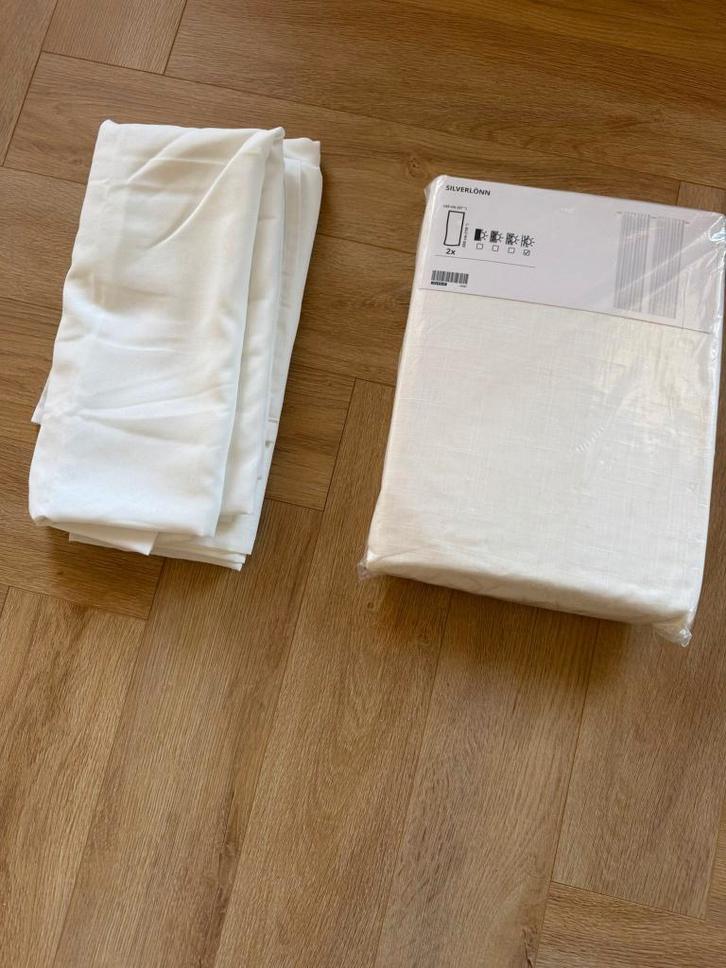 IKEA SILVERLÖNN vitragegordijnen, wit (2 paar, 4 gordijnen), Huis en Inrichting, Stoffering | Gordijnen en Lamellen, Nieuw, 200 cm of meer