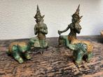 Thailand Thaise bronzen boeddha wachter en olifant set, Verburgt Vintage, Gebruikt, Ophalen of Verzenden, https://verburgtvintage.nl/#contact
