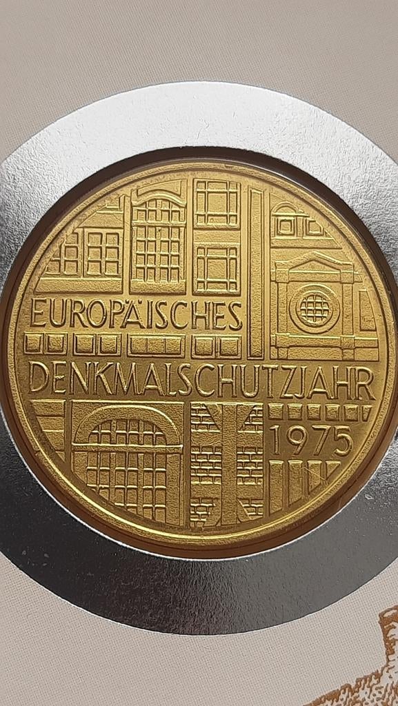 Duitsland 5 mark 1975 ( zilver) Europees Jaar van de Monumen, Postzegels en Munten, Munten | Europa | Niet-Euromunten, Ophalen of Verzenden