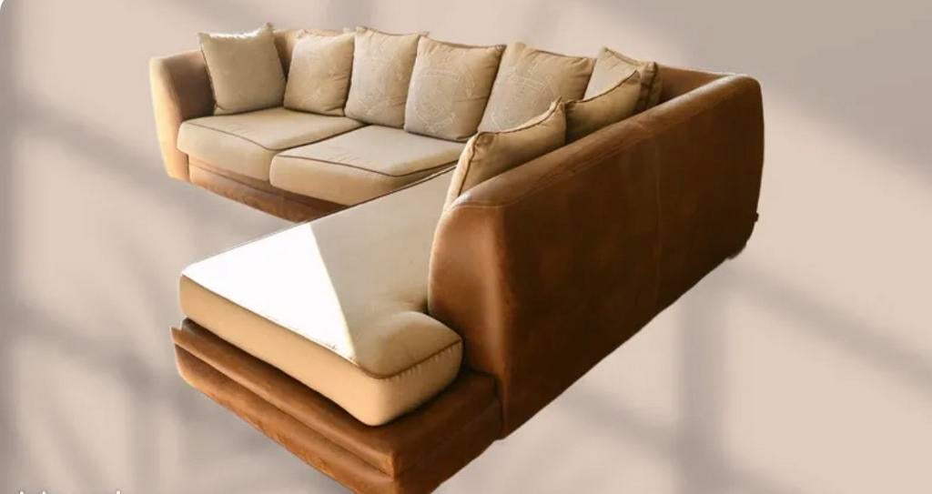 Hoekbank taupe bruin, Huis en Inrichting, Banken | Bankstellen, Gebruikt, Hoekbank, 300 cm of meer, Ophalen of Verzenden