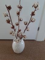 aparte vaas met takken katoen bollen, Ophalen, Overige kleuren, Aardewerk of Porselein, Zo goed als nieuw