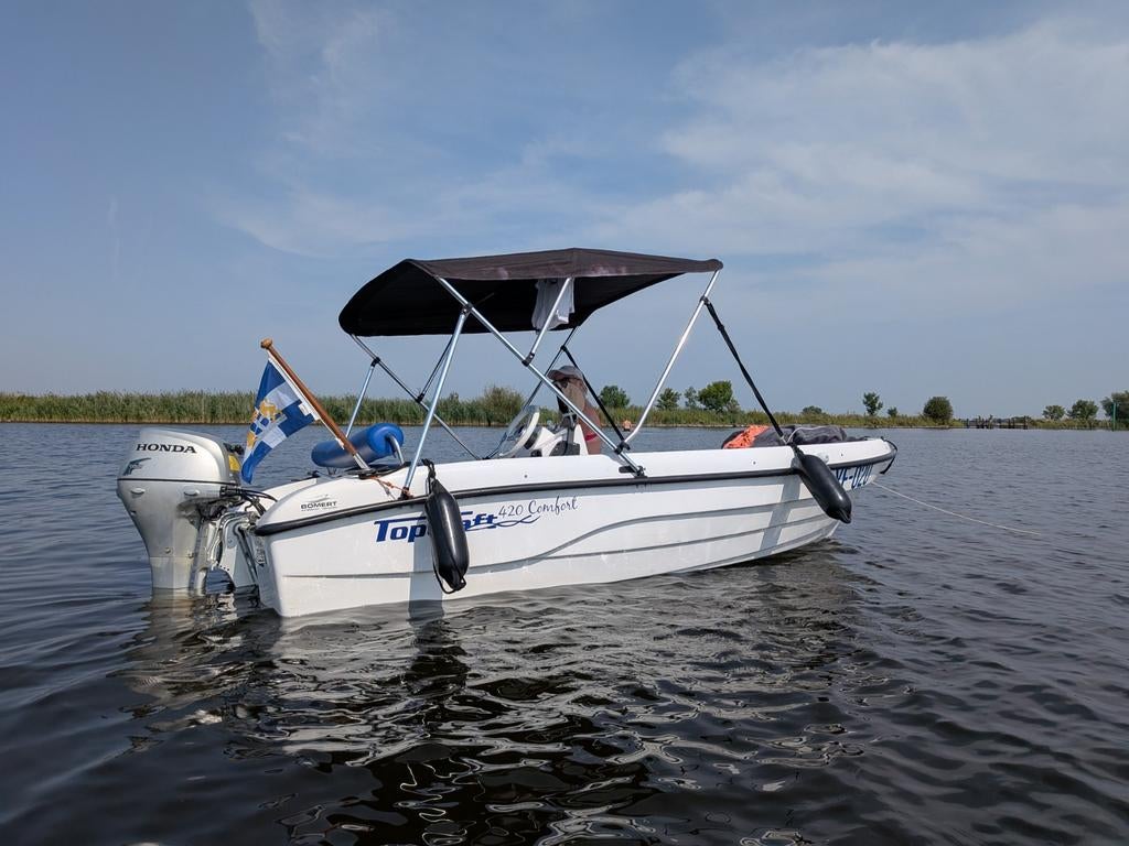 Topcraft Comfort 420 - Complete set met trailer en motor, Ophalen, 10 tot 30 pk, Gebruikt, 3 tot 6 meter