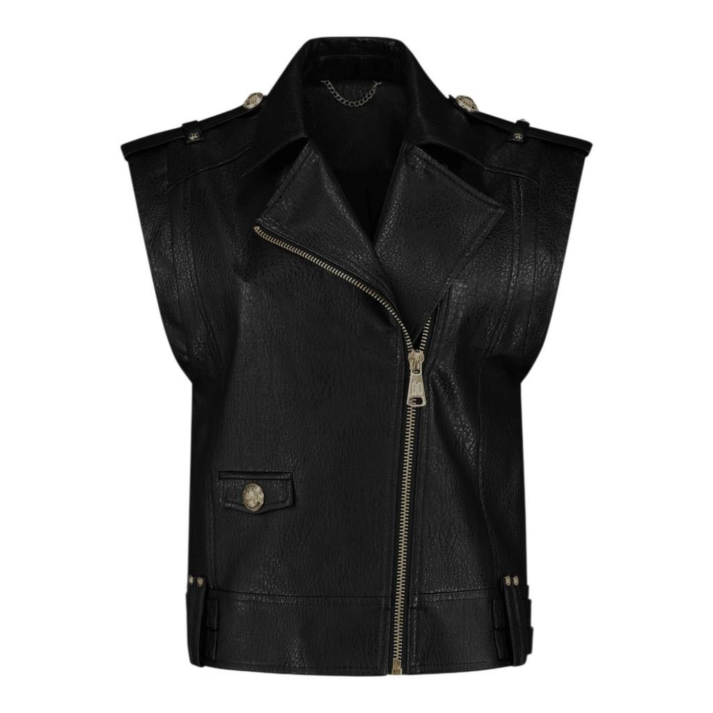 Nikkie Zwart Kunstleren Gilet Irwne Waist Maat S Nieuw!, Kleding | Dames, Bodywarmers, Verzenden, Zwart, Nieuw, Nikkie