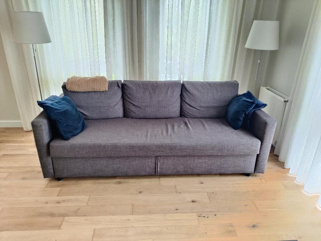 FRIHETEN 3-zitsslaapbank (Skiftebo donkergrijs), Ophalen, Tweepersoons, Grijs, 220 cm