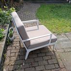 2 Witte tuinstoelen  met kussens, Ophalen, Gebruikt, Kunststof