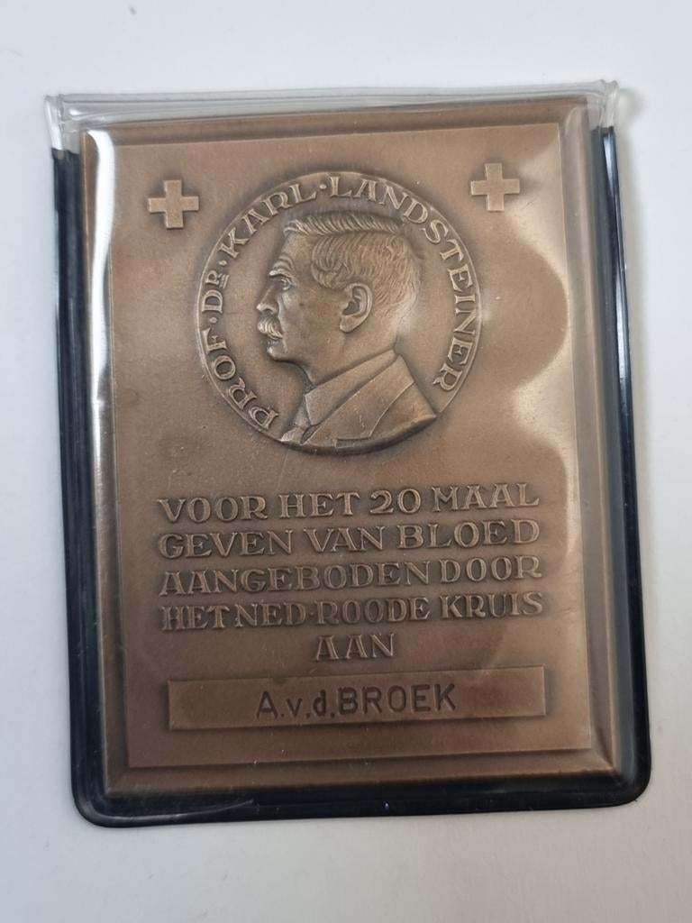Prof. Dr. Karl Landsteiner Medaille - Bloeddonatie, Ophalen of Verzenden