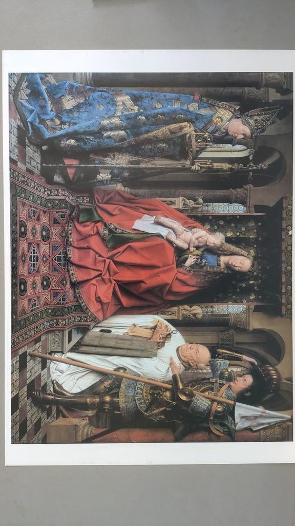 Poster Jan van Eyck - Madonna met kanunnik Joris, Deurposter of groter, Rechthoekig Liggend, Nieuw, Ophalen of Verzenden
