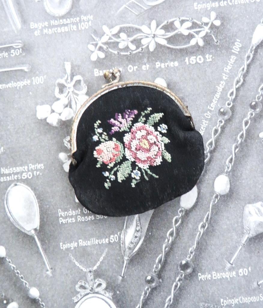 Oud portemonneetje “Petit point”, Ophalen of Verzenden