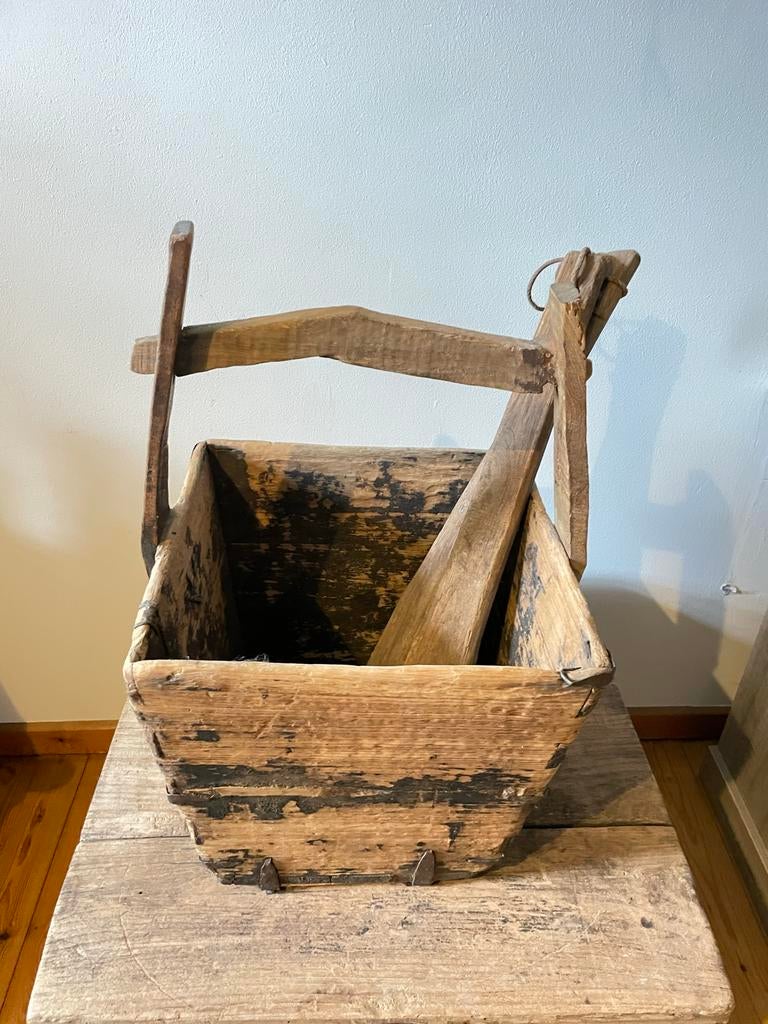 Zeer mooie authentieke houten rijstbak, Gebruikt, Mand, Vierkant, Ophalen of Verzenden
