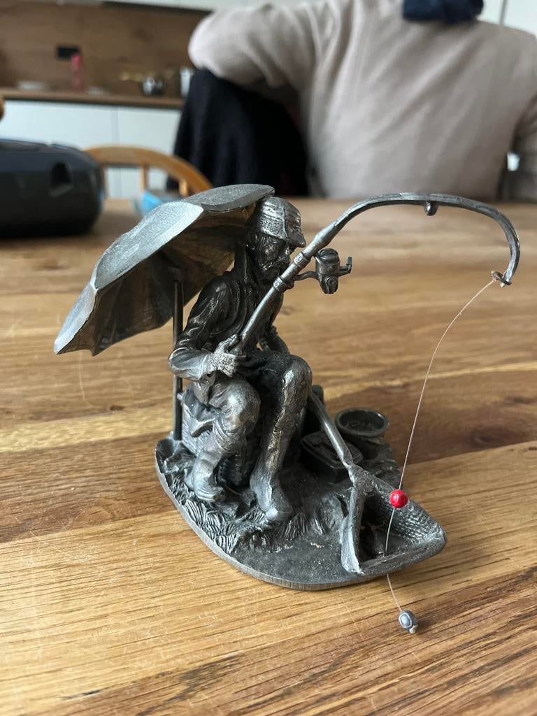 Vintage Tinnen Vissertje - Decoratief Beeldje, Ophalen