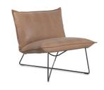 Jess fauteuil - beige leer - design - zithoogte 43cm, Huis en Inrichting, Fauteuils, Gebruikt, Ophalen of Verzenden, 75 tot 100 cm