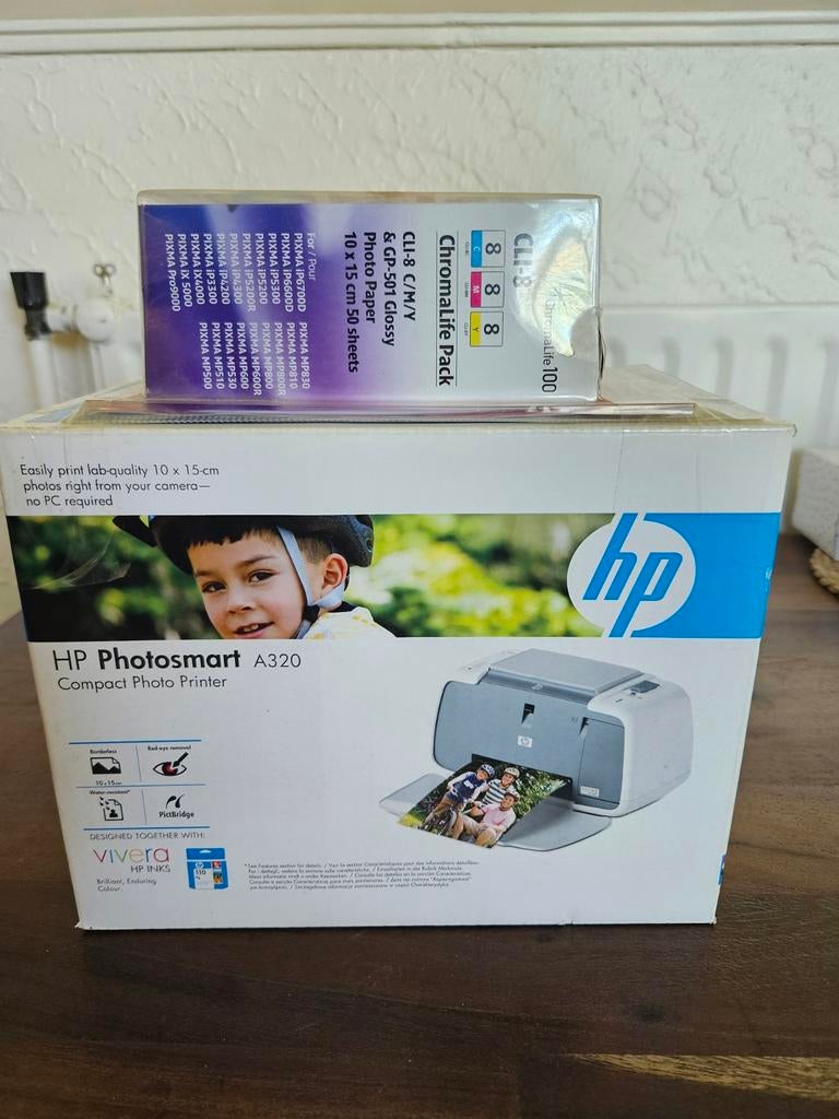HP Photosmart A320 Compact Fotoprinter - Nieuw in doos, Computers en Software, Printers, Ophalen, Fotoprinter, PictBridge, Inkjetprinter