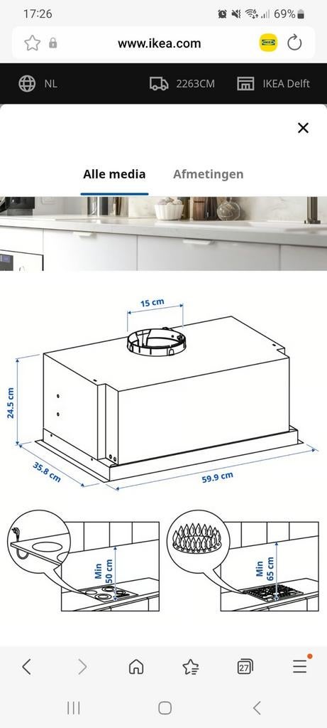 IKEA Underverk afzuigkap incl. 2 filters (voor onderdelen), Ophalen