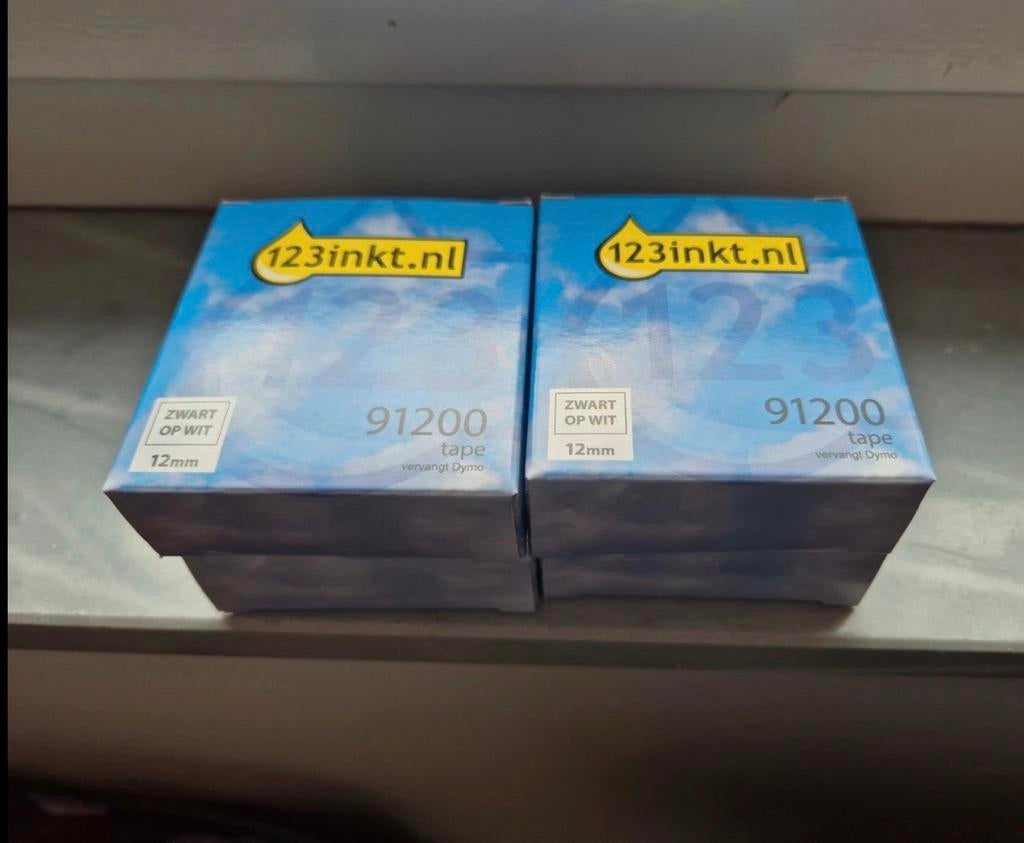 123inkt Dymo S0721510 compatibele labeltape wit 12mm x 4m, Computers en Software, Labelprinters, Ophalen of Verzenden, Nieuw, Tape-label