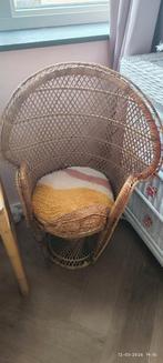 Vintage Pauwenstoel voor kinderen - Rotan, Gebruikt, Bruin, Riet of Rotan, Ophalen of Verzenden