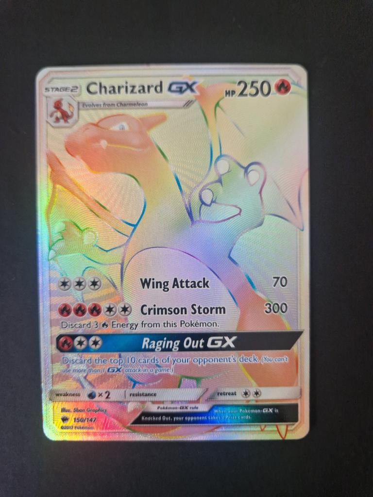 Charizard GX RR Burning Shadows. Chase card Pokémon tcg, Ophalen of Verzenden, Gebruikt, Losse kaart, Foil