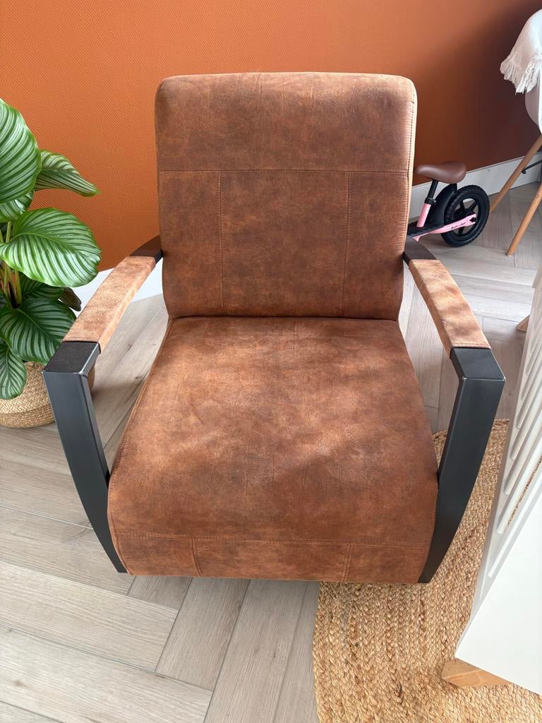 Mooie industriële fauteuil, Ophalen, Gebruikt, 75 tot 100 cm, Stof
