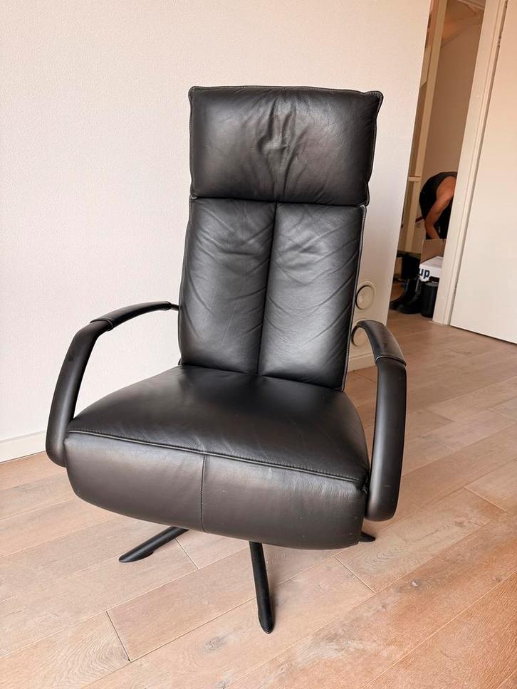 Luxe leren stoel zit/lig, Huis en Inrichting, Stoelen, Gebruikt, Eén, Leer, Zwart, Ophalen of Verzenden