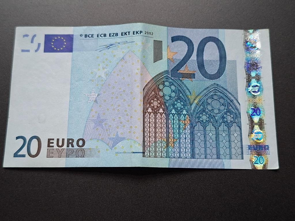 2002 Nederland 20 euro 1e serie Duisenberg printcode G001, Postzegels en Munten, Bankbiljetten | Europa | Eurobiljetten, Verzenden