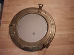 Vintage Patrijspoort Spiegel messing, Minder dan 50 cm, Gebruikt, Rond, Ophalen of Verzenden