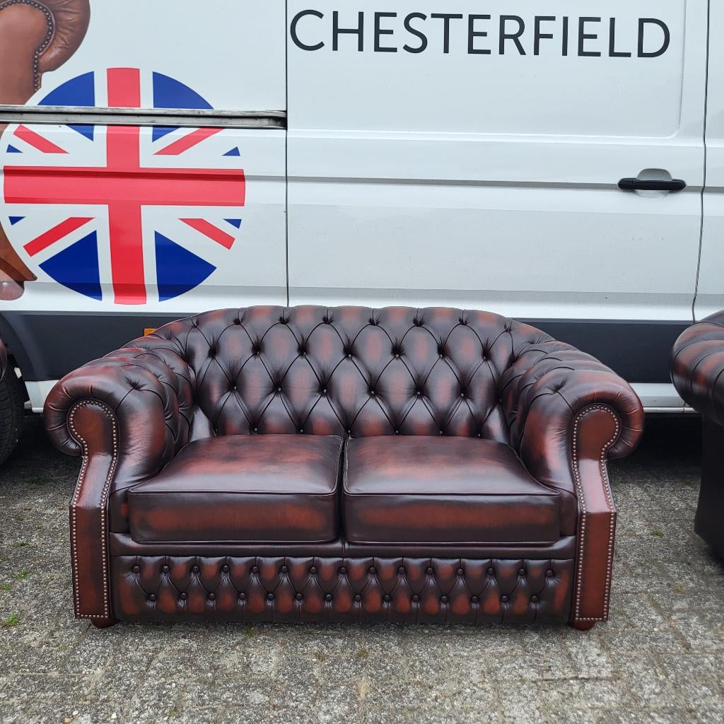 Chesterfield bankstel 3+2 origineel Engels model Windsor, Chesterfield, 75 tot 100 cm, Ophalen of Verzenden, Zo goed als nieuw