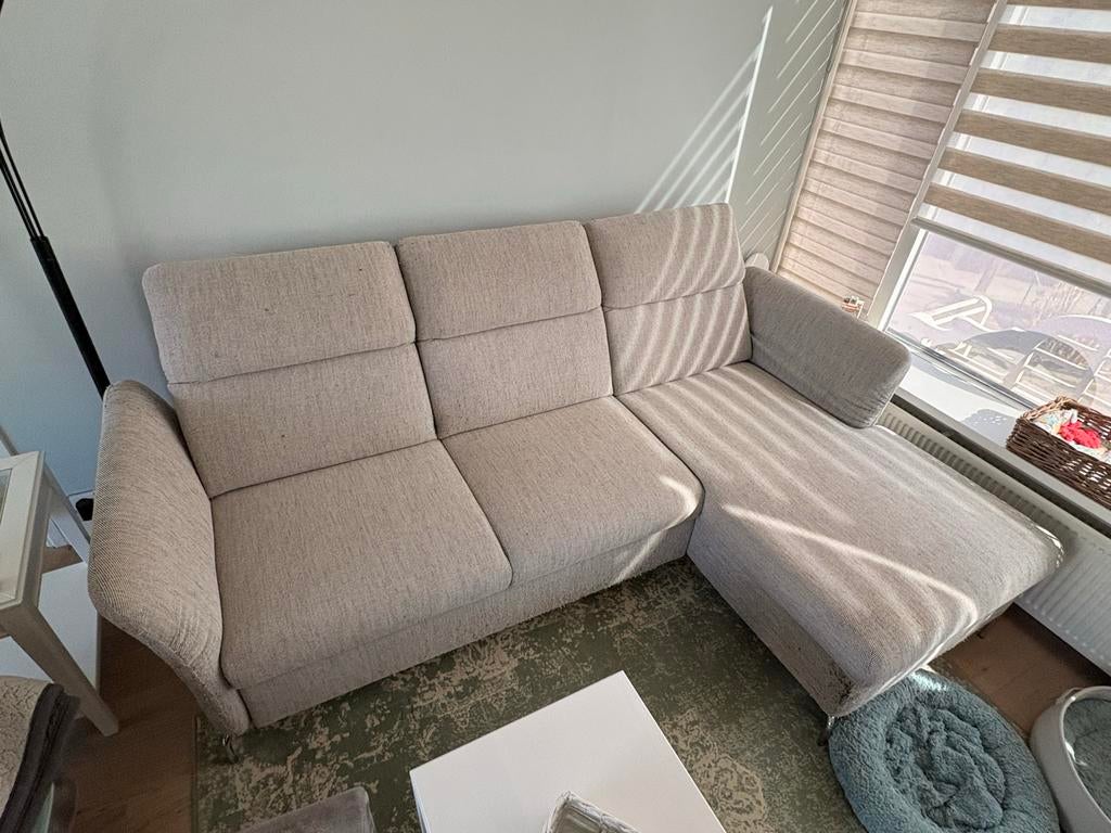 IKEA 3-zitsbank FAMMARP met ch-longue beige-bruin, Ophalen, Gebruikt, 125 tot 150 cm, Hoekbank