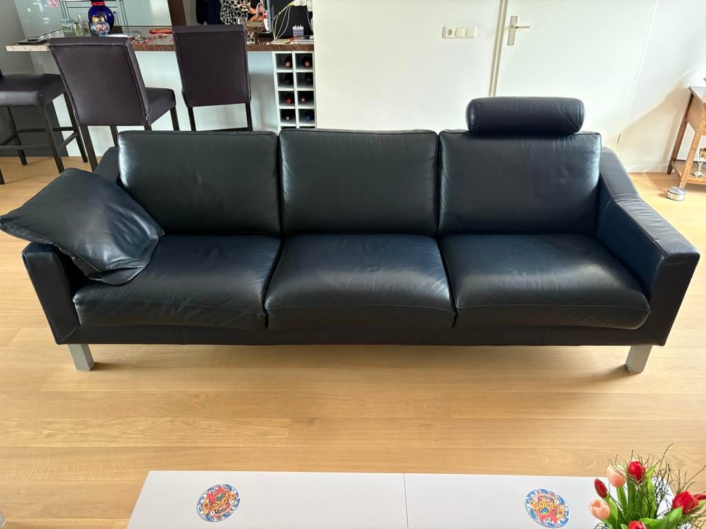 Leolux Antonia bank 3,5 zits leder, Ophalen, Driepersoons, Zo goed als nieuw, Rechte bank