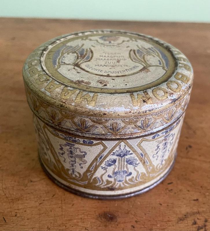 Antiek blik maagpoeder Apotheker Boom, Verzamelen, Blikken, Gebruikt, Overige, Ophalen