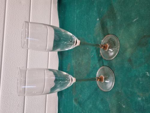 champange glazen roze voet france vintage, Verzamelen, Glas en Borrelglaasjes, Ophalen of Verzenden, 'T Olde Gre-j, Info@toldegrej.nl