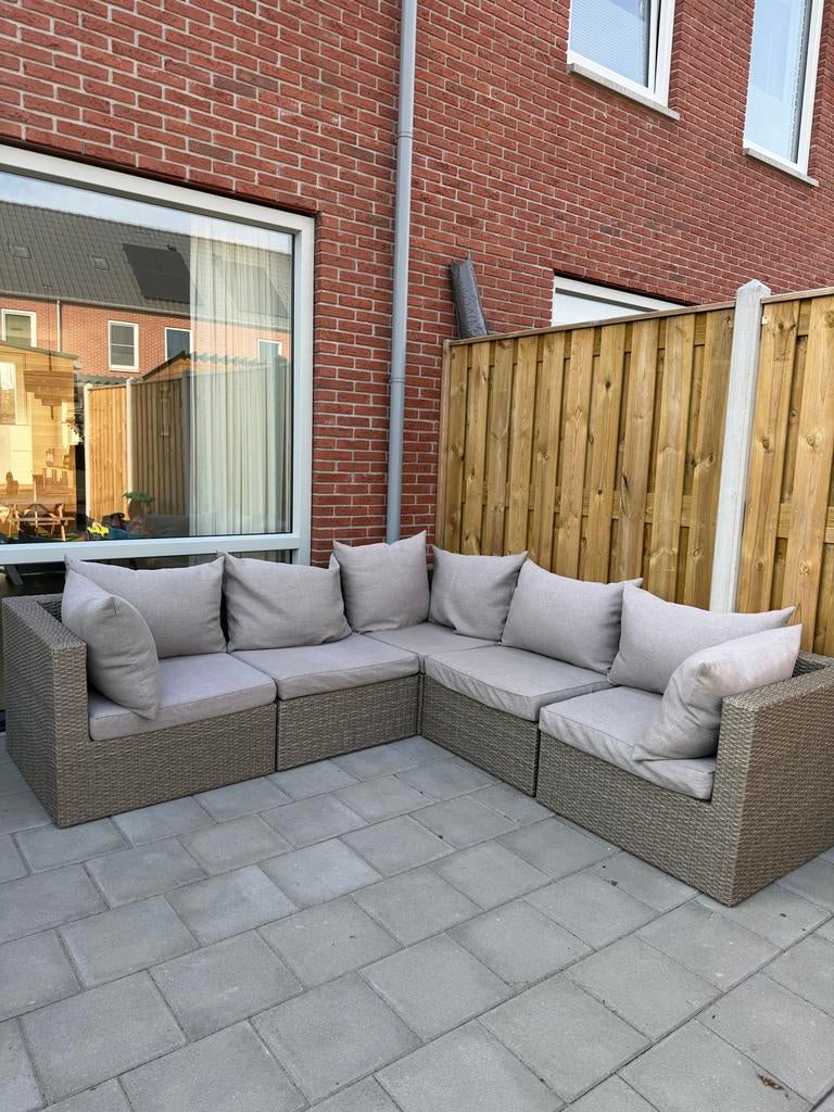 Loungeset met kussens, Tuin en Terras, Tuinsets en Loungesets, Ophalen, 5 zitplaatsen, Gebruikt, Loungeset
