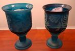 Blauw Turkois Windlicht 2st fluwelen patroon bokaal, Ophalen