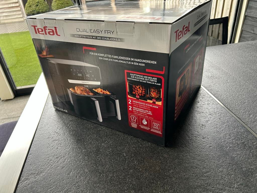Nieuw in doos Tefal Dual Easy Fry 8,3 lt zwart, Ophalen, Nieuw, Airfryer XL, 1500 gram of meer