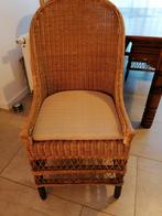 4 Rieten stoelen + 4 kussens, Mexicaanse stijl, Huis en Inrichting, Stoelen, Ophalen, Mexicaans, Gebruikt, Bruin