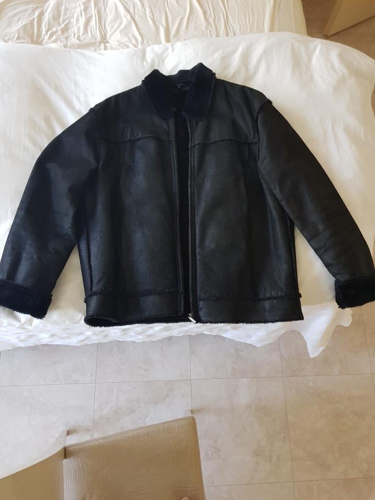 Zwart met bont gevoerde jas, Ophalen, Onbekend, Zwart, Maat 56/58 (XL)