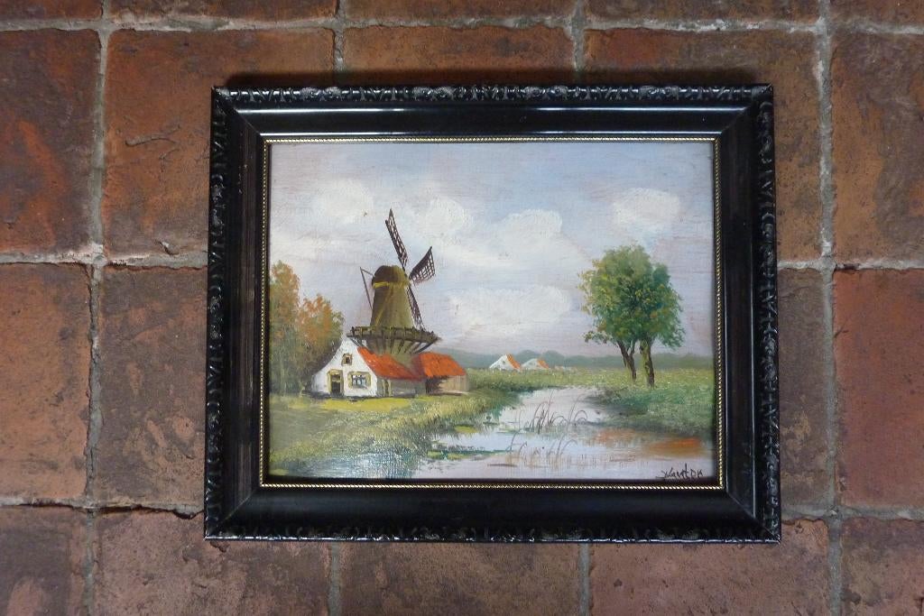 schilderij molen op houten paneel. Wie is de schilder???, Antiek en Kunst, Kunst | Schilderijen | Klassiek, Ophalen