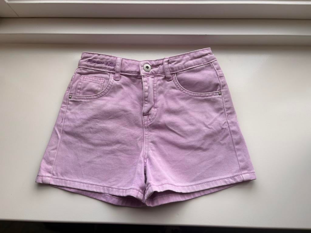 Korte broek jeans paars met bloem Shoeby maat 134-140, Kinderen en Baby's, Kinderkleding | Maat 134, Ophalen of Verzenden, Zo goed als nieuw