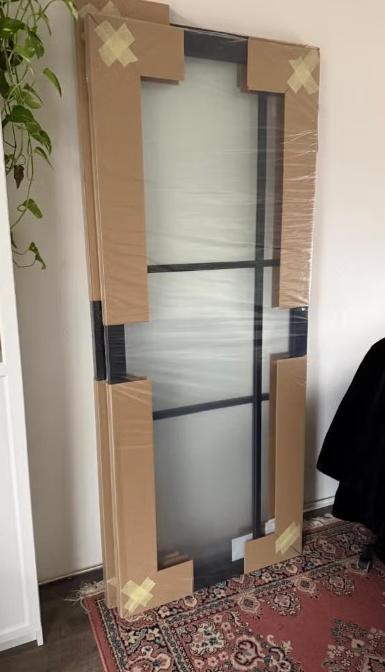 Industriële zwarte binnendeur met glas Skantrae SSL, Ophalen, 80 tot 100 cm, Binnendeur, Nieuw