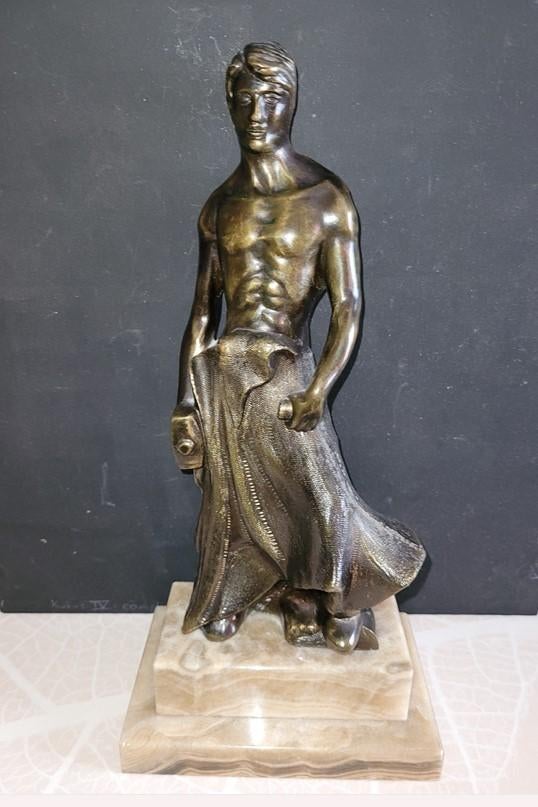 Bronzen beeldje smid, Ophalen of Verzenden, Zo goed als nieuw, Mens