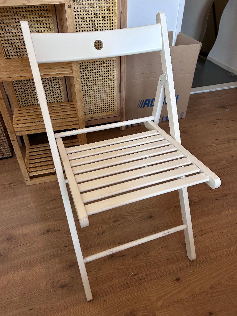 Klapstoel, Huis en Inrichting, Stoelen, Ophalen, Gebruikt, Wit, Eén