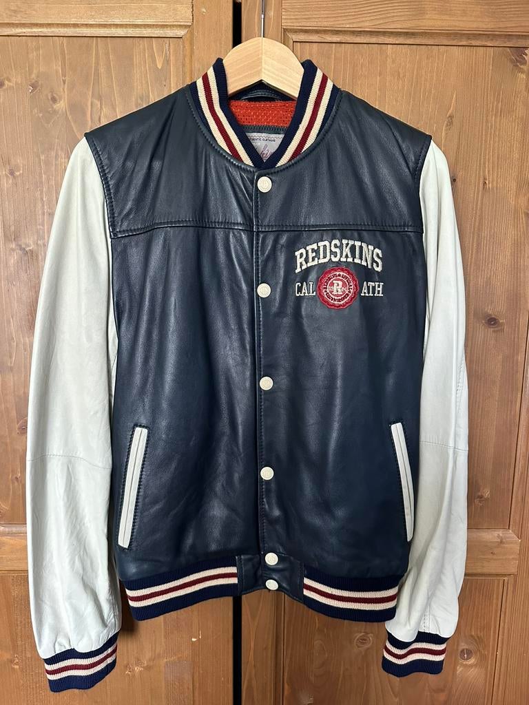 Nieuw Redskins Baseball Jacket Jack Jas Leren Leather Size M, Ophalen of Verzenden, Nieuw, Maat 48/50 (M), Blauw