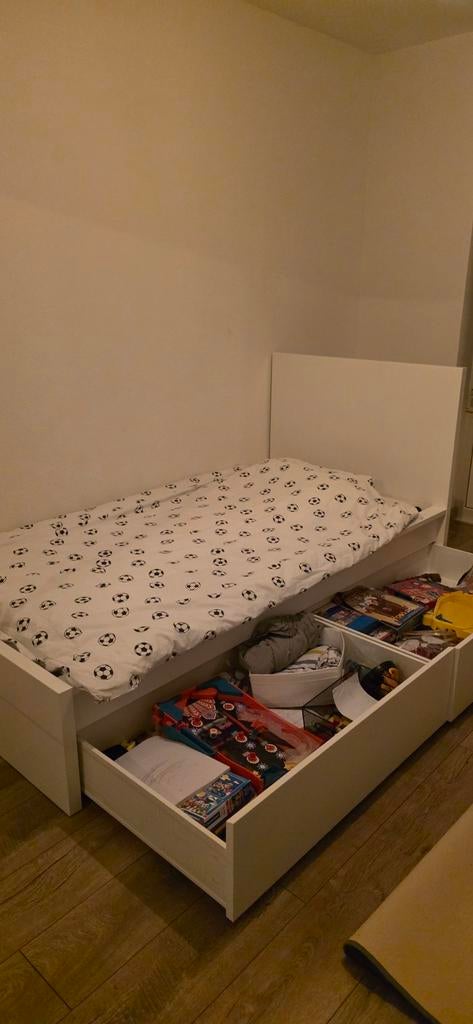 1 persoonsbed, Huis en Inrichting, Slaapkamer | Bedden, Ophalen, 90 cm, Eenpersoons, Wit