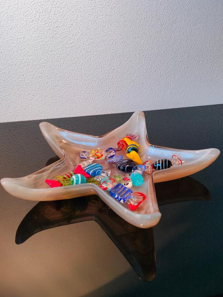 Schaal Zeester Artglass 10 x Murano Snoep Glas 1980, Antiek en Kunst, Antiek | Glas en Kristal, Ophalen of Verzenden