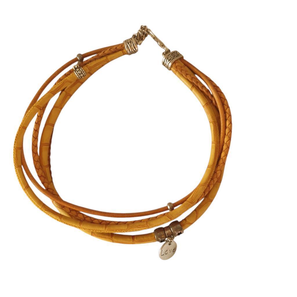 Prachtige leren ketting choker met love bedel 2303, Overige materialen, -, -, Ophalen of Verzenden