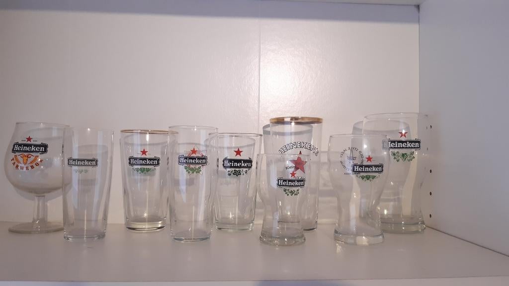 Diverse merken bierglazen oa Heineken, Jupiler, Hertog jan, Ophalen of Verzenden, Zo goed als nieuw, Glas of Glazen, Heineken