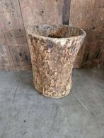 oude boomstam ton `WOONWINKEL RUSTIEK``, Ophalen of Verzenden, Gebruikt, Rond, Hout