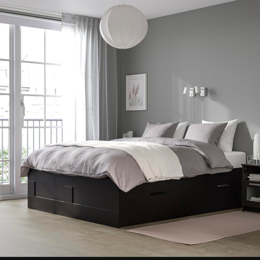 IKEA brimnes bedframe zwart 180x200, Ophalen, Zwart, Tweepersoons, Zo goed als nieuw