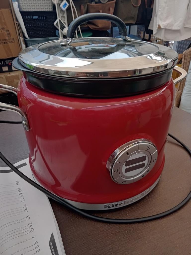 KitchenAid Multi-Cooker met Roeraccessoire - Rood, Witgoed en Apparatuur, Frituurpannen, 2 tot 3 liter, Ophalen, Zo goed als nieuw