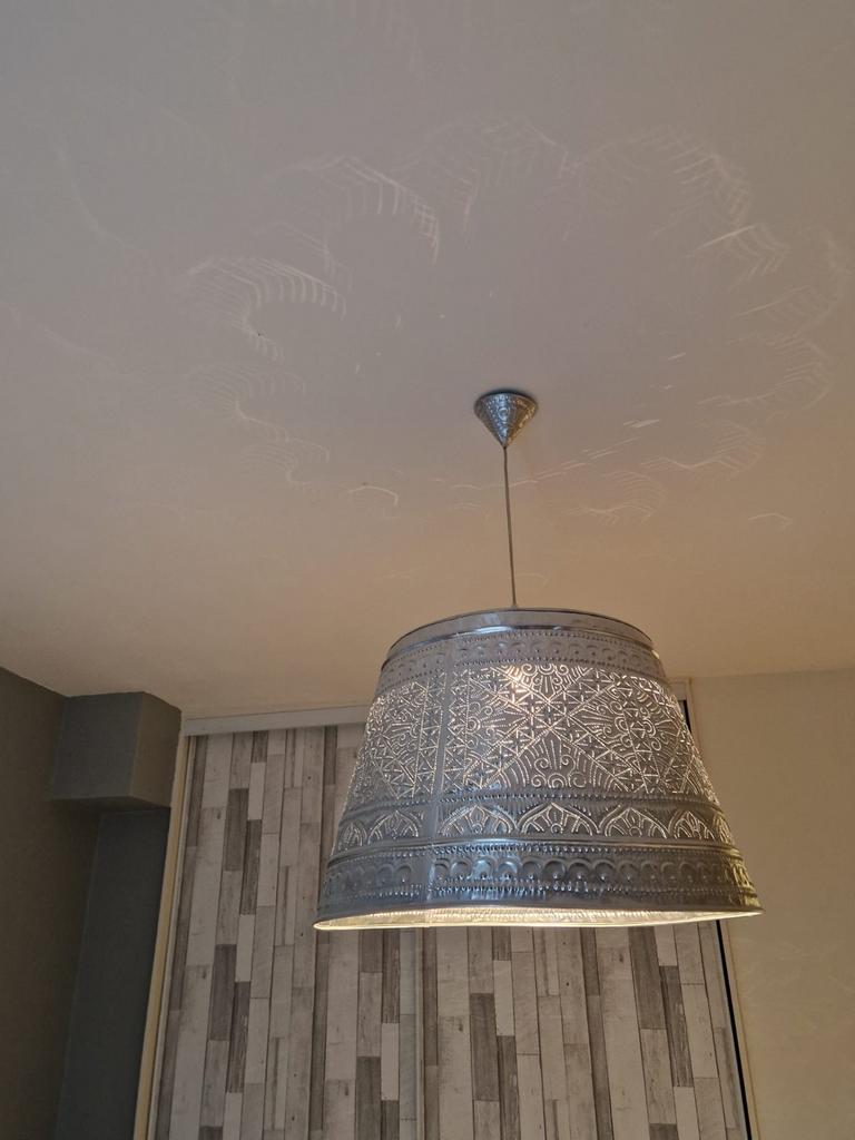 Marokkaanse hanglamp, zilverkleurig, diameter 60 cm, Huis en Inrichting, Lampen | Hanglampen, Ophalen, Marokkaans, Zo goed als nieuw
