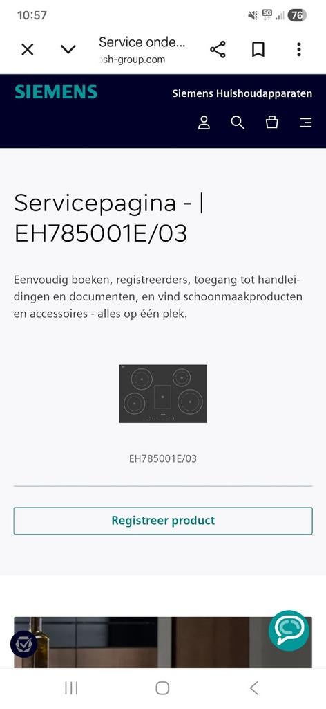 Siemens Inductie Kookplaat EH785001E/03 - Zeer Goede Staat, Witgoed en Apparatuur, Kookplaten, Ophalen, Gebruikt, 4 kookzones